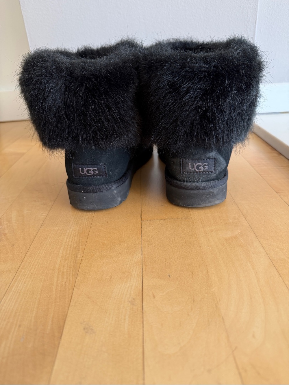 UGG Black Winter Boots with Fur Trim size 7
